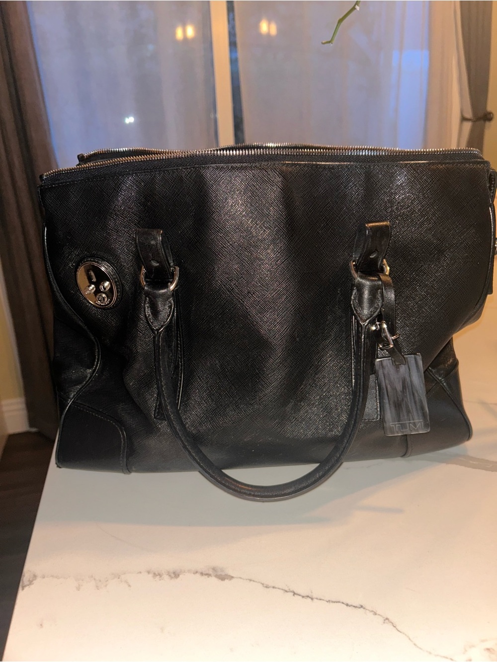 Tumi Black Leather Laptop Tote - Picture 10 of 13